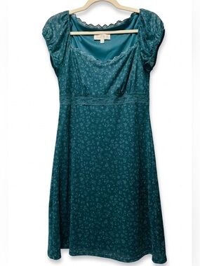 Blue Floral Lace-Trim Fit & Flare 👗 Dress by Wild Skye.